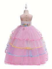 Girl's Unicorn Princess Dress Set Fairy Tale Cosplay Kids Costume