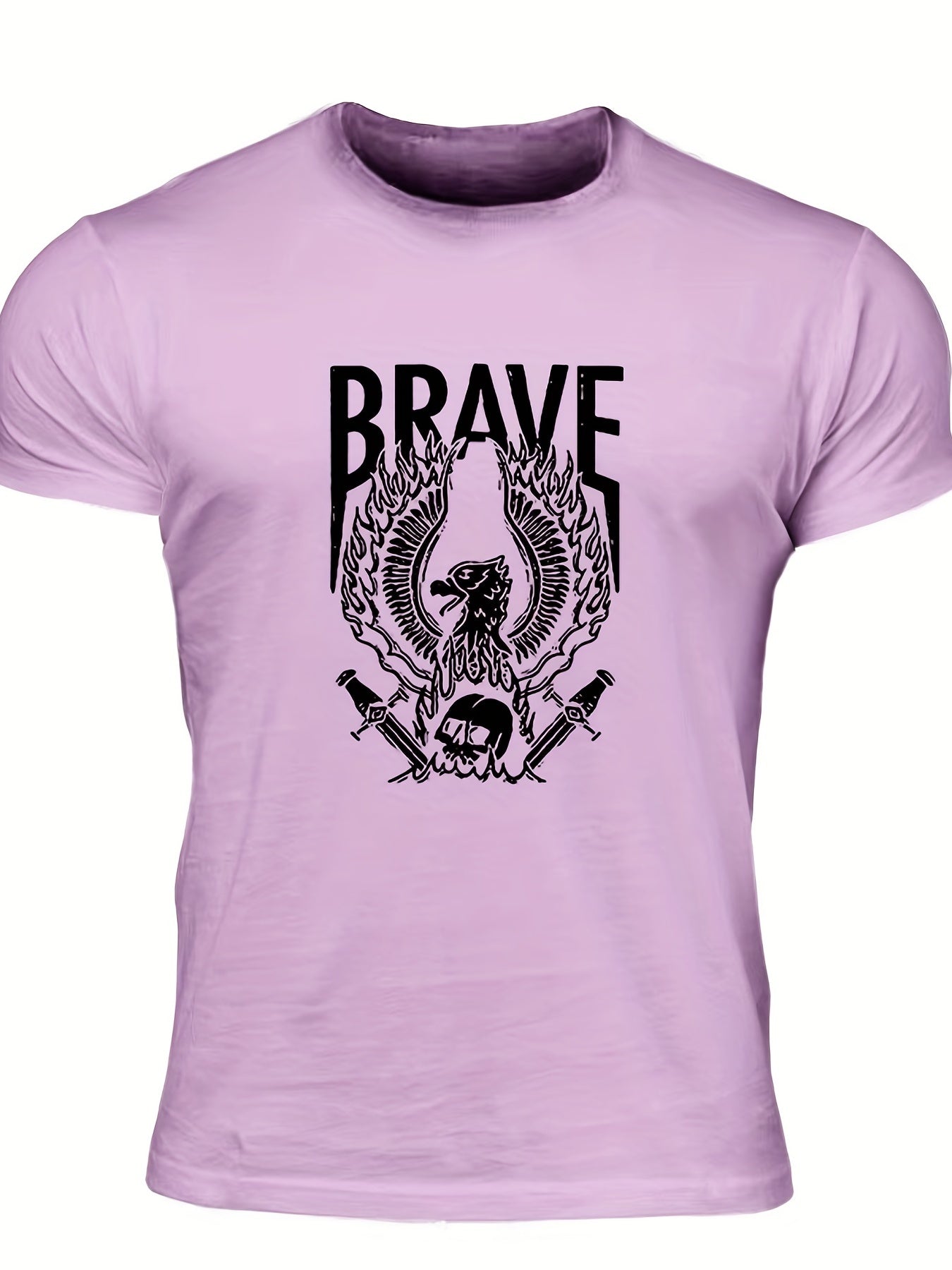 Men's Brave Eagle & Skull Print T shirt Casual Tee
