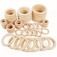 20pcs 70mm Natural Wooden Rings for DIY Crafts & Jewelry Making