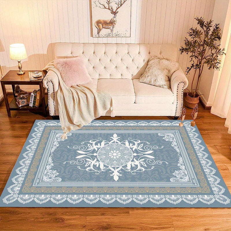 Vintage Persian Area Rug Crystal Velvet Non-slip Soft Polyester Mat