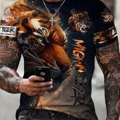 Men's Vintage 3D Animal Print T shirt | Casual Comfort Crew Neck Tee