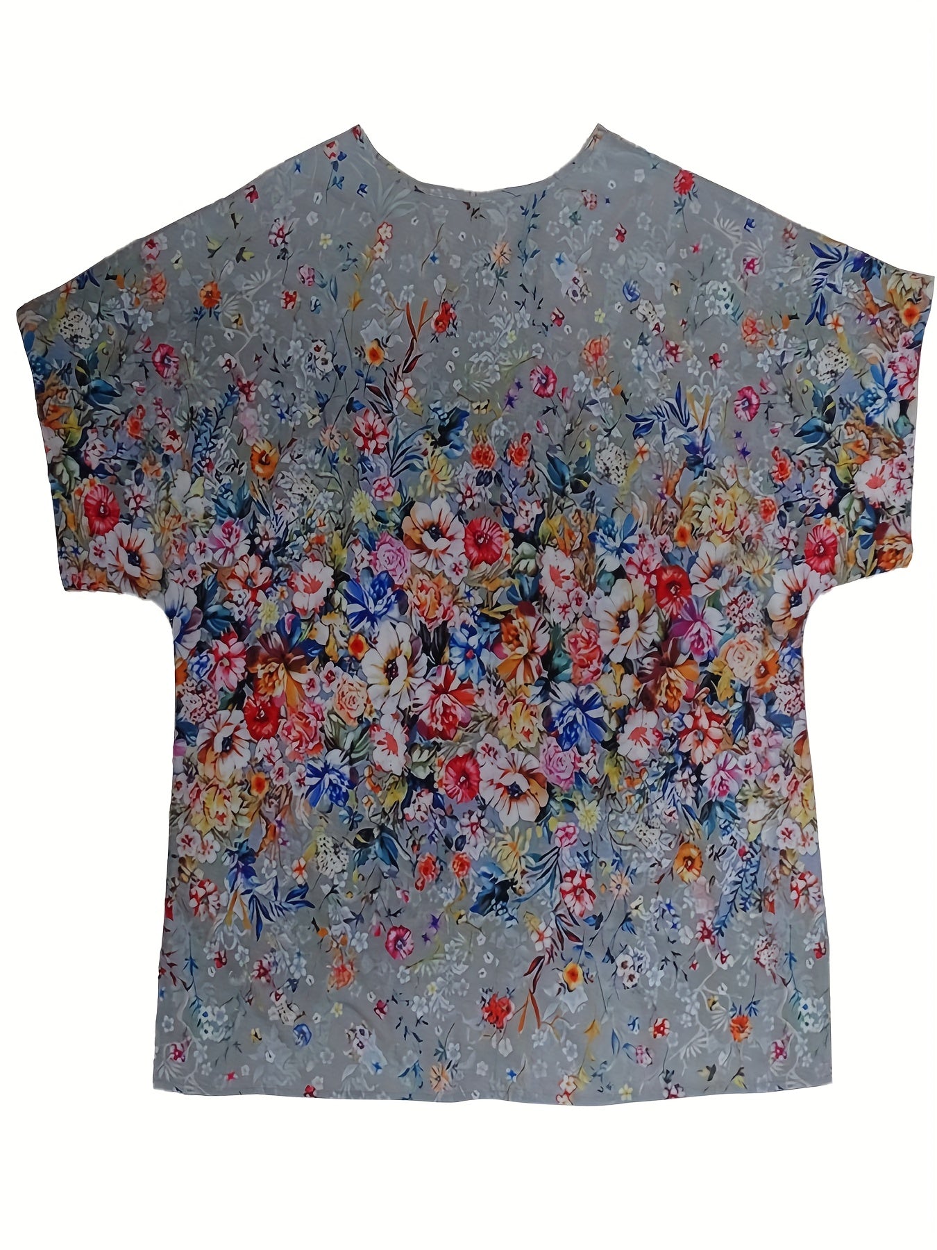 Women's Plus Floral Print Short Sleeve Round Neck T-shirt