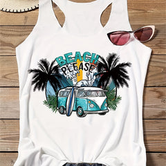 Letter & Bus Tank Top for Women