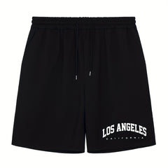 Men's LA Print Workout Shorts Active Stretch Sports Shorts