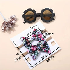Kids Outdoor Headwear Set with Sunglasses & Bow Hair Bands