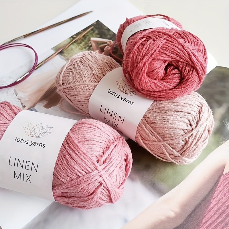 2pcs 393 Feet 50g Lotus Linen Mix Yarn Soft For DIY Hand Crochet/Knittin