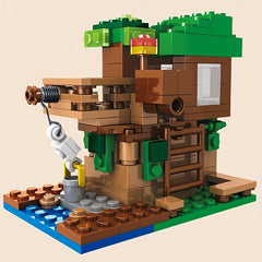 Enlightenment and Educational Building Blocks Toy Tree House with 3 Dolls