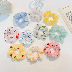 Fruit Print Scrunchies Hair Tie Love Heart Hair Rope Hair Ring