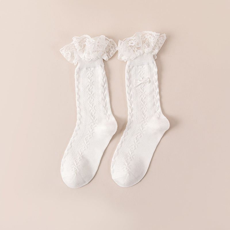 3D Textured Ruffle Socks Sweet & Mid Tube Women's Stockings