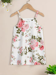 Girls Flowers Pattern Cami Dress Kids Summer Outfit