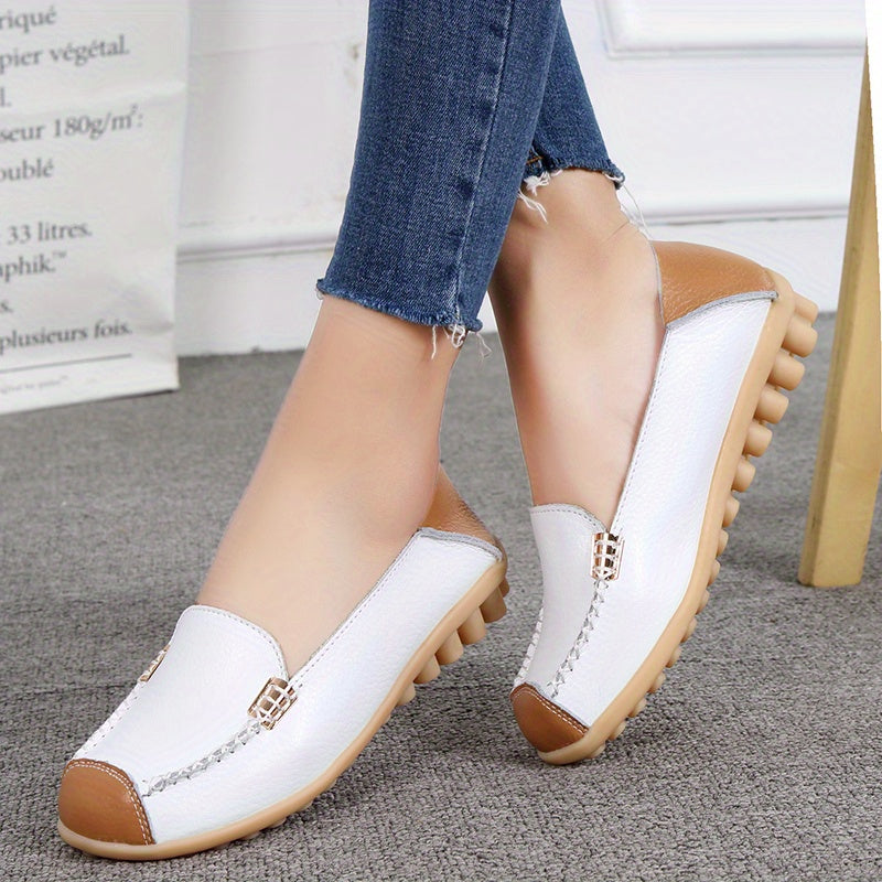 Women's Slip On Flat Loafers Colorblock Non Slip Shoes