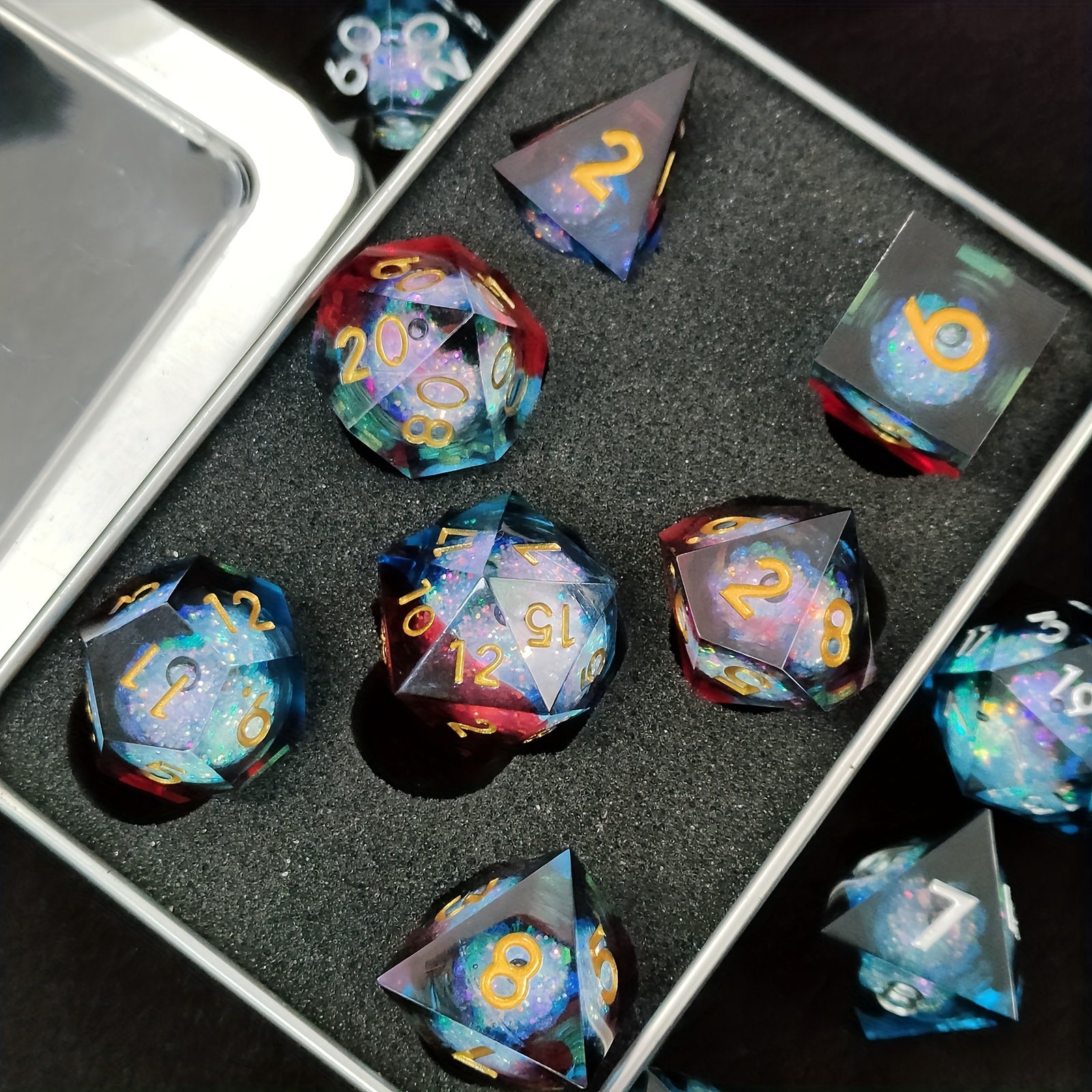 7 Piece Liquid Quicksand Dice Set for TRPG Board Games