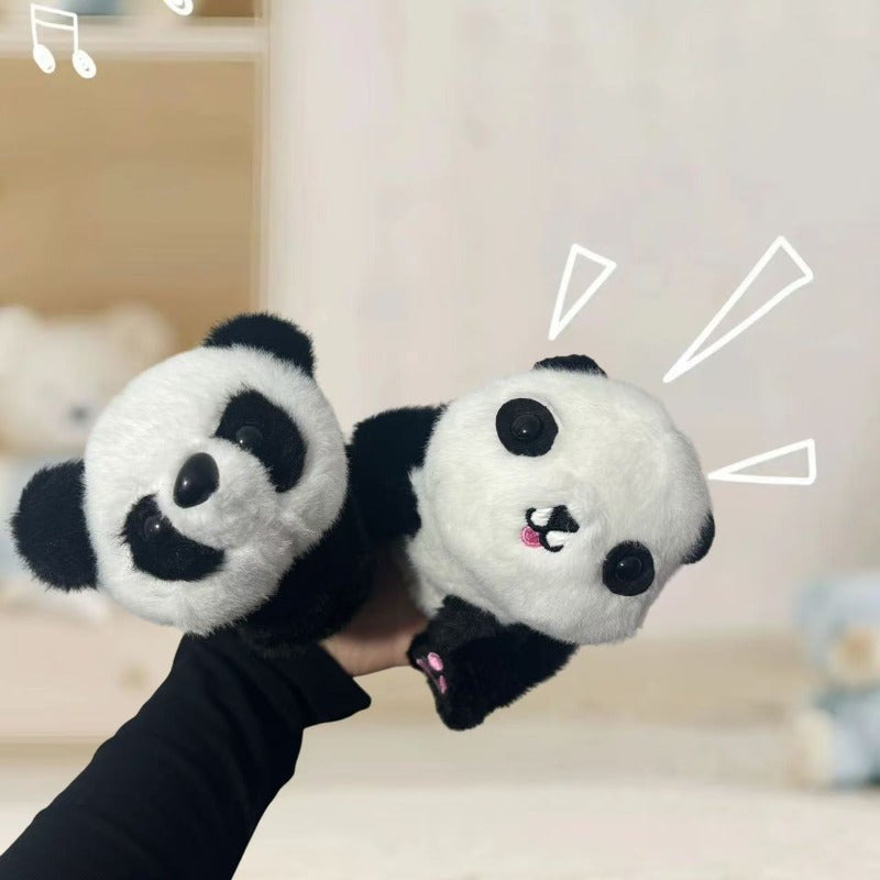 Panda Plush Toy Bracelet Soft & Stuffed Animal Wristband with Golden Accents