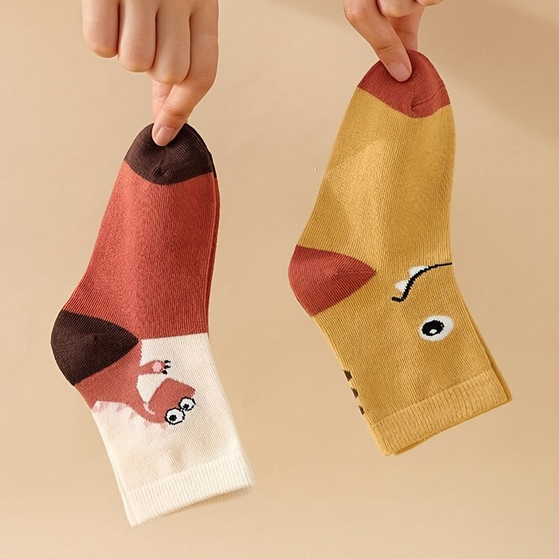 Kids Cartoon Dinosaur Cotton Socks 5 Pairs