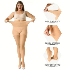 4 Pairs Plus Size Control Top Pantyhose