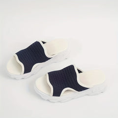 Women's Knitted Slide Sandals Open Toe Slip On Platform Slide Shoes