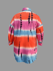 Tie Dye Long Sleeve Button Up Casual Blouse