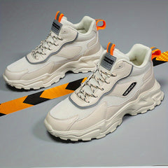 Men's Breathable Faux Leather Chunky Sneakers for Gym