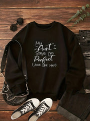 Fun Auntie Saying Print Pullover for Girls Youth Top