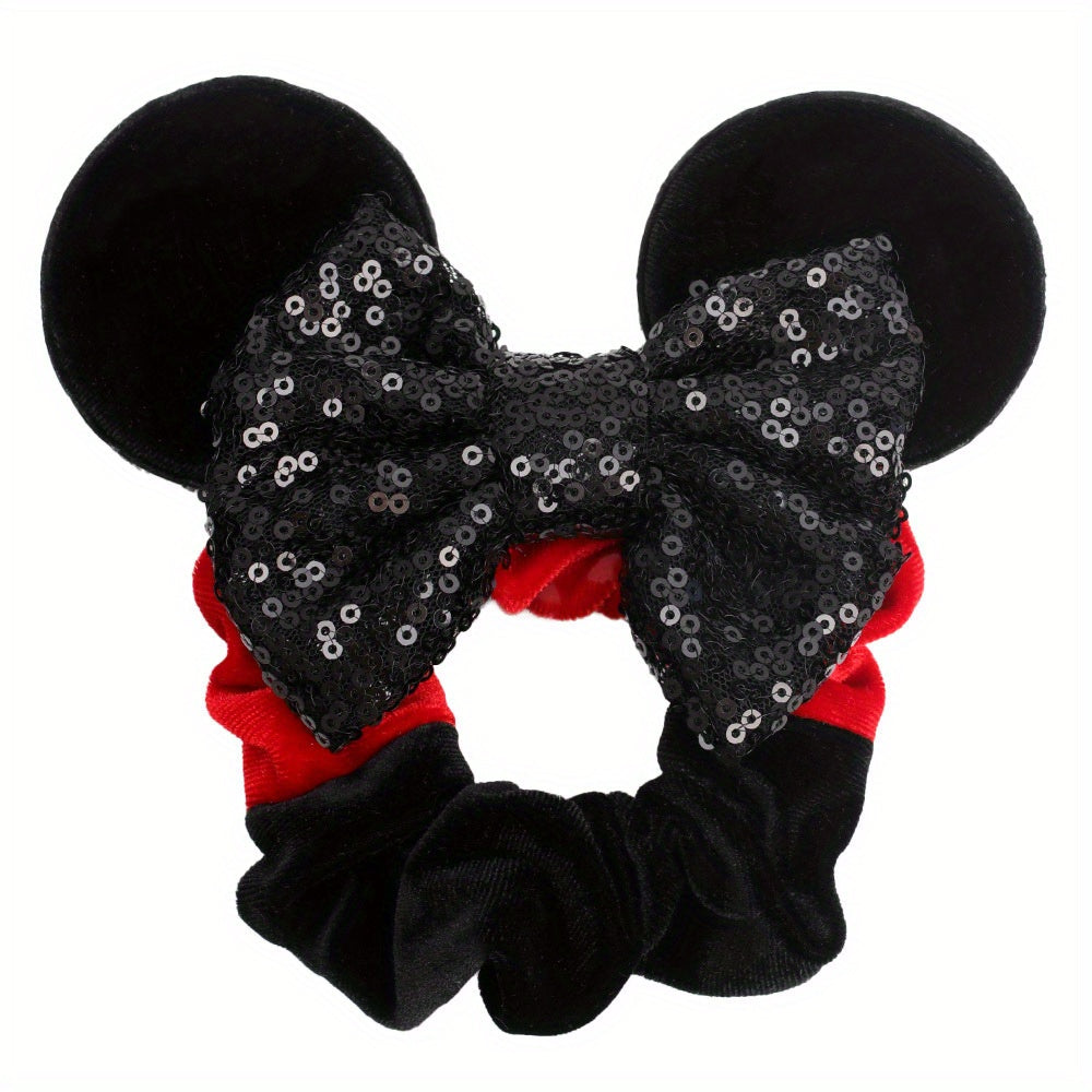 Colorful Sequin Bow Mouse Ear Scrunchies Hair Ties