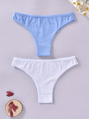 2pcs Lace Thongs Soft & Comfy Stretchy Panties Women's Lingerie