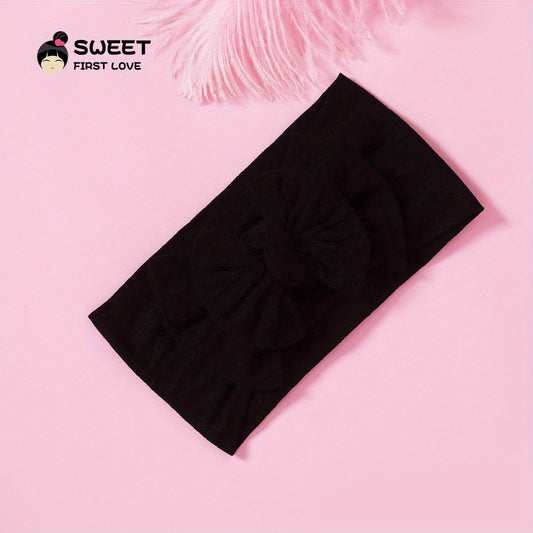 Baby Girls Bowknot Solid Headband Soft Nylon Elastic Hair Bands