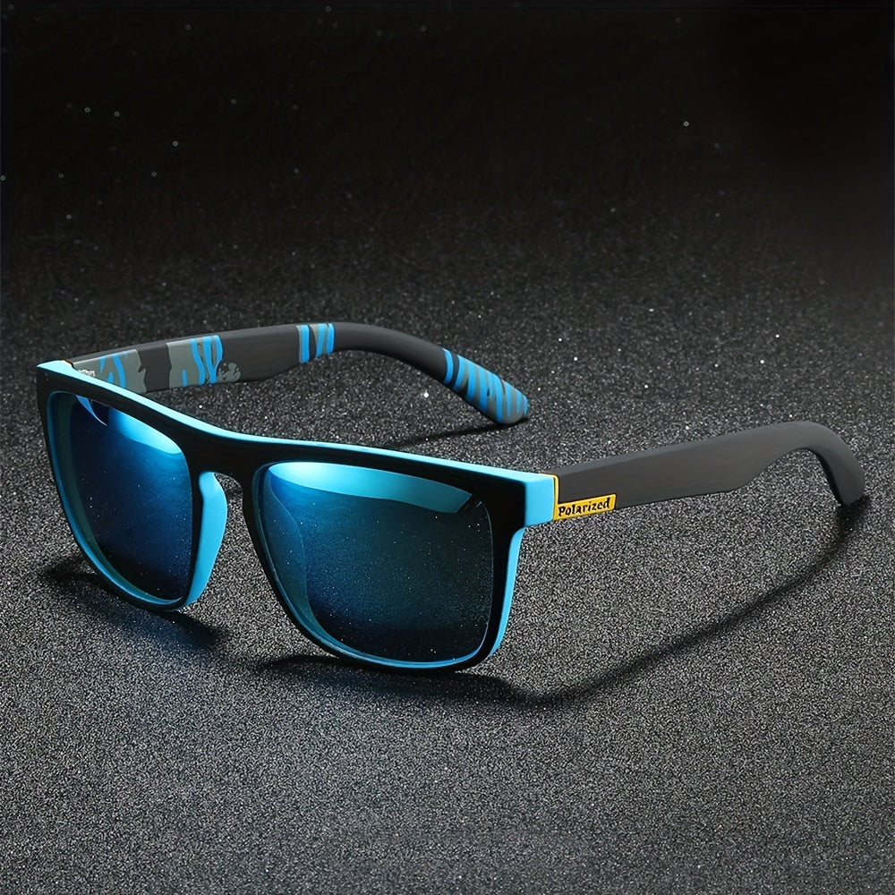 Men's Polarized Square Sunglasses Patterned Temple UV Protection