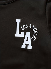 3pcs Boys LOS ANGELES Graphic Print T shirt&Shorts Set