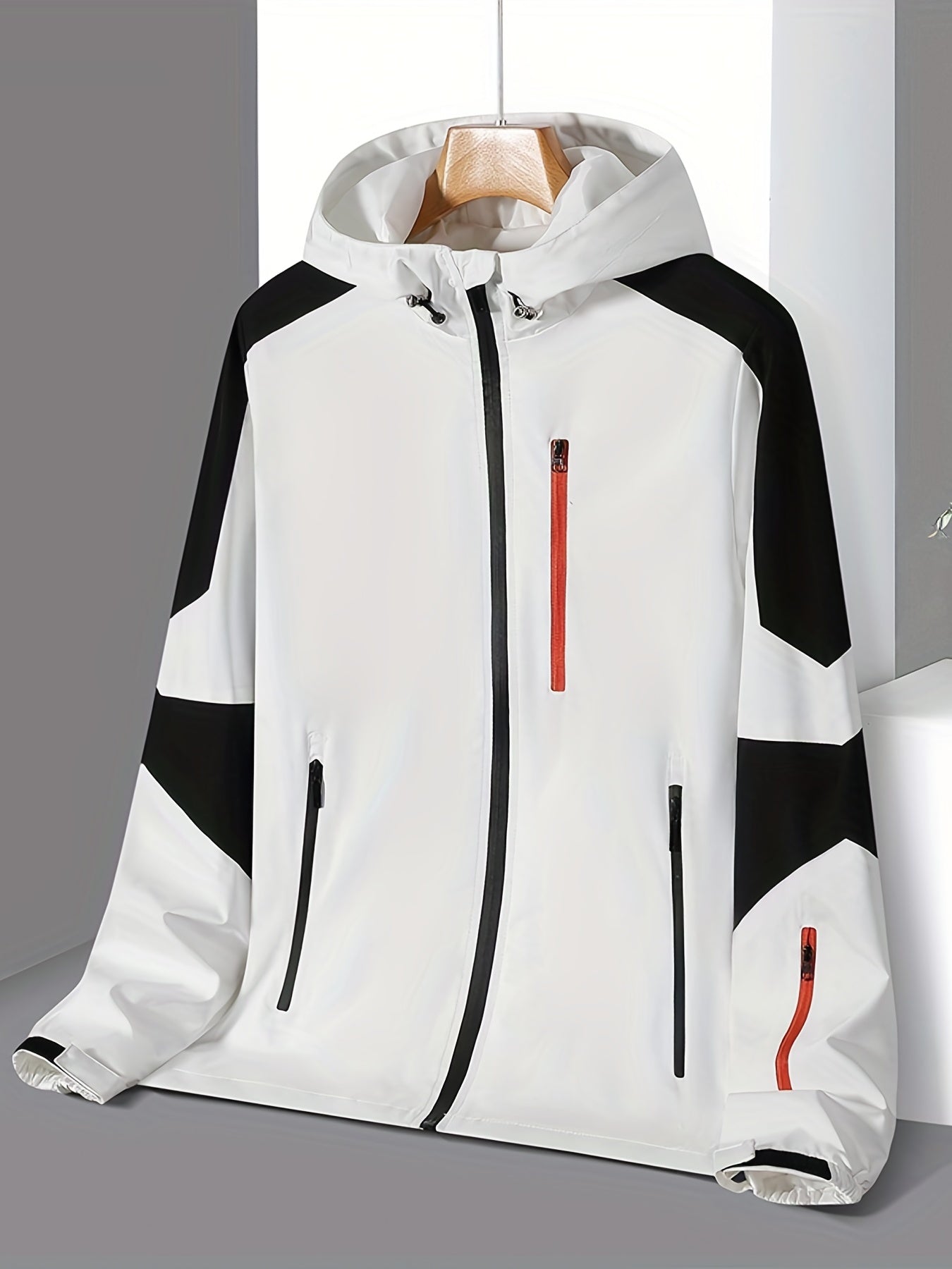 Men's Lightweight Hooded Windbreaker Jacket - Zip Up Coat for Spring Fall
