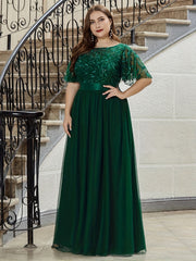 Glitter Sequin Butterfly Sleeve Party Formal Dress
