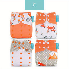 Happyflute 4pcs Baby Cloth Diaper Eco-friendly Adjustable Nappy Reusable