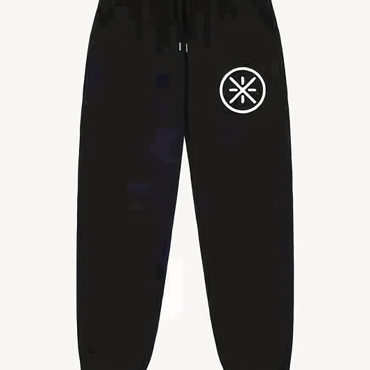 Symbol Pattern Print Men's Pants Drawstring Comfy Active Stretch Trousers