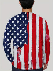 Skull & Flag Print Men's Long Sleeve T-shirt