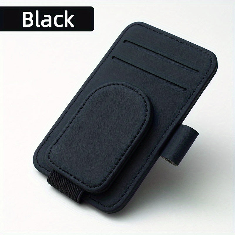Car Sunglass Holder - Magnetic Leather Clip for Storing Glasses