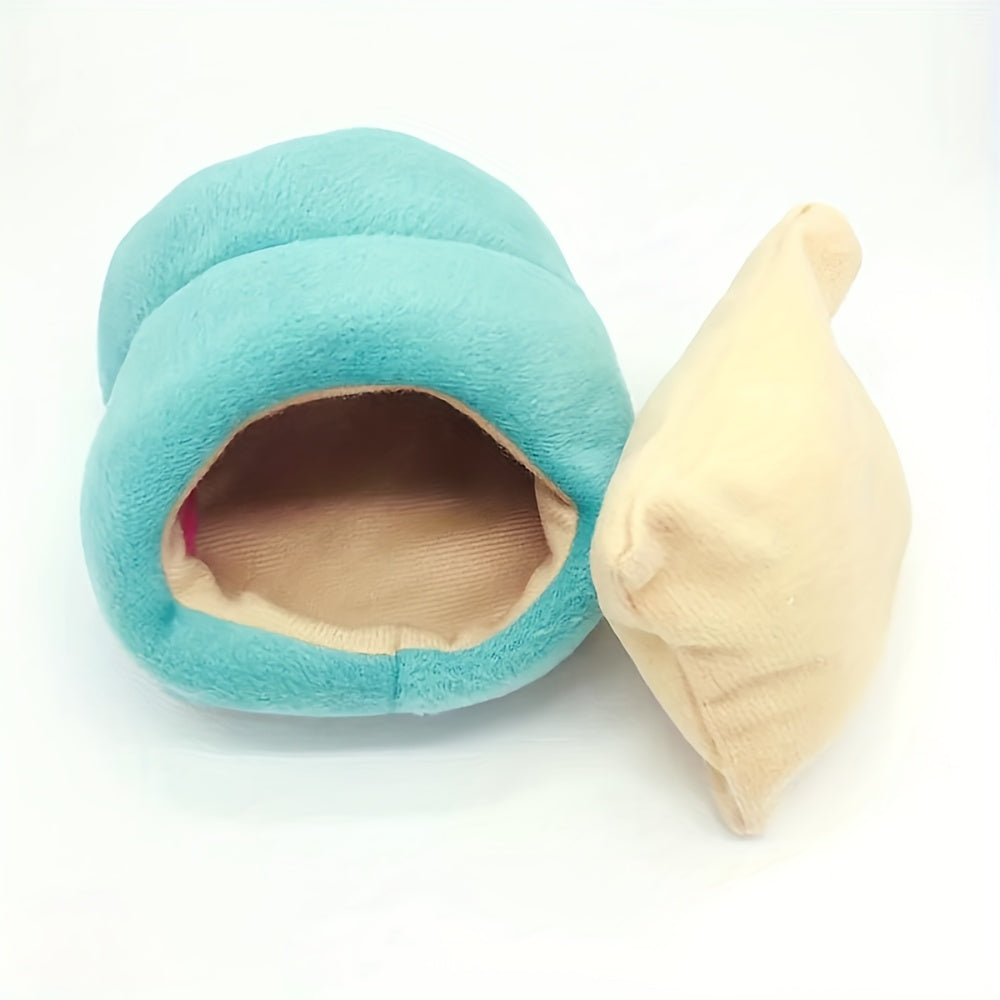 2pcs Hamster Bed House Winter Warm Coral Velvet Nest Small Animals House