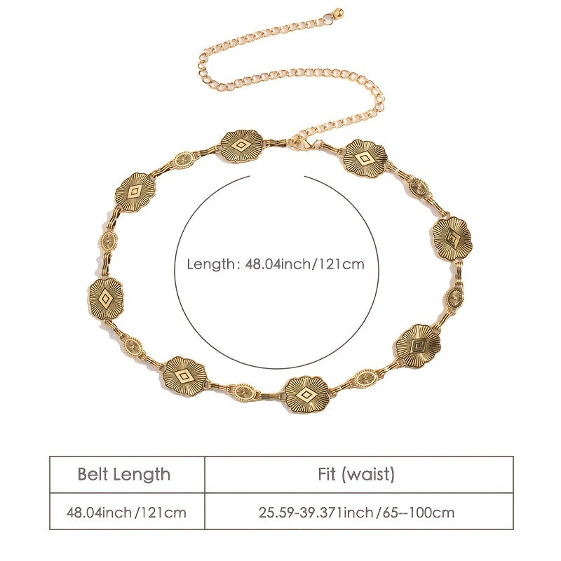 Vintage Metal Geometric Pattern Women's Waist Chain For Jeans Pants Dress