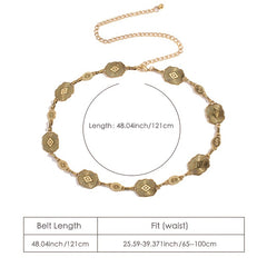 Vintage Metal Geometric Pattern Women's Waist Chain For Jeans Pants Dress