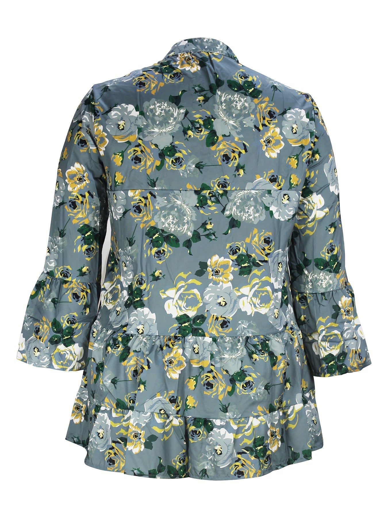 Floral Print Bell Sleeve Smock Dress