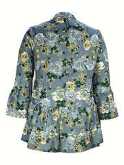 Floral Print Bell Sleeve Smock Dress