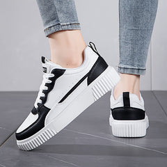 Faux Leather Block Skate Shoes Non Slip Flat Sneakers