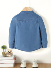 Boys Denim Shirt Stand Collar Button Casual Kids Clothes
