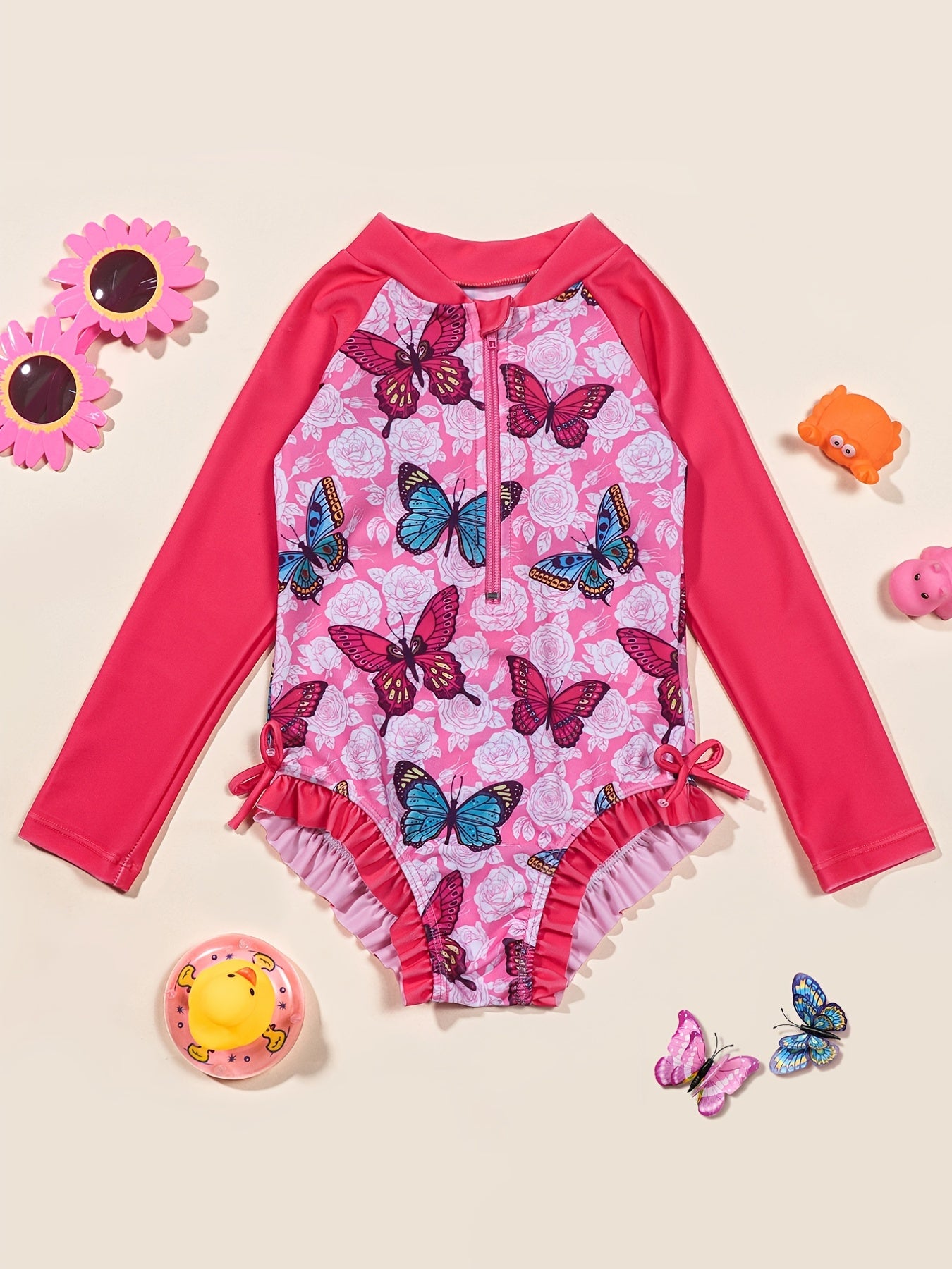 Girl's Stylish Cartoon Long Sleeve Swimsuit