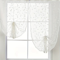 2pcs Embroidery Tulle Sheer Curtain Short Windows Kitchen Valances