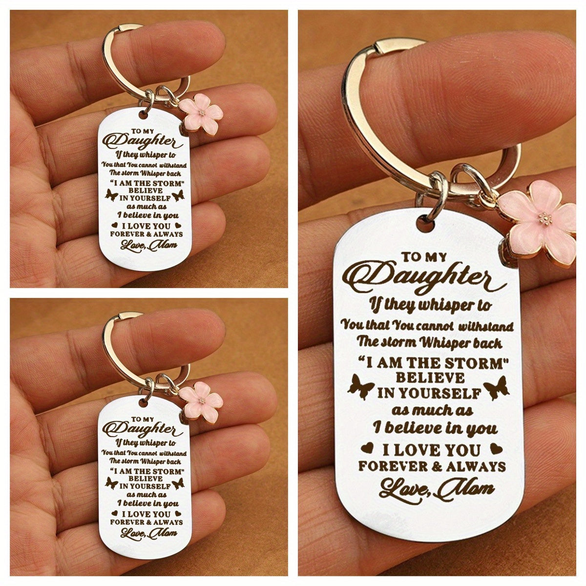Stainless Steel Keychain Gift For Daughter Decoration Keyring