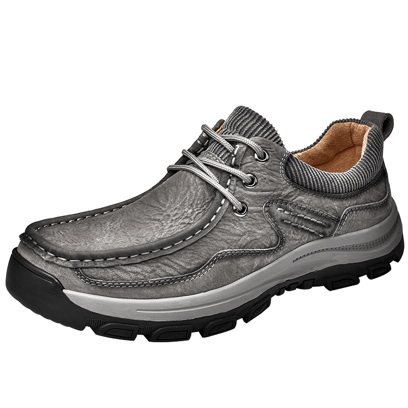 Men's Breathable Moc Toe Lace Walking Shoes
