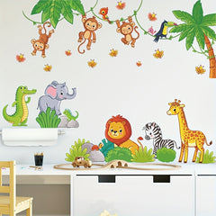 Cartoon Animal Park Monkey Giraffe Wall Stickers Decorative Wall Stickers