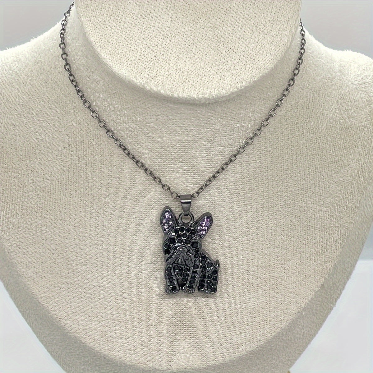 French Bulldog Rhinestone Pendant Necklace Pet Dog Jewelry