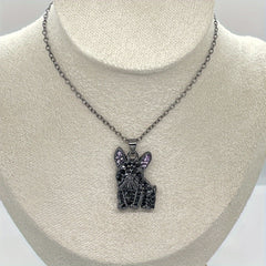 French Bulldog Rhinestone Pendant Necklace Pet Dog Jewelry