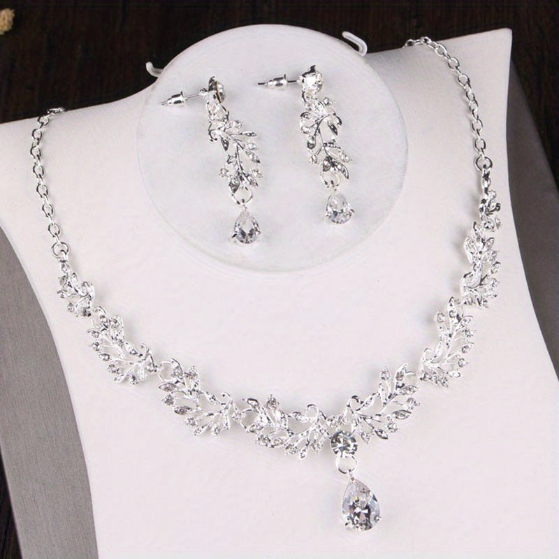 Crystal Crown Earrings Necklace Set Wedding Hair Accessories
