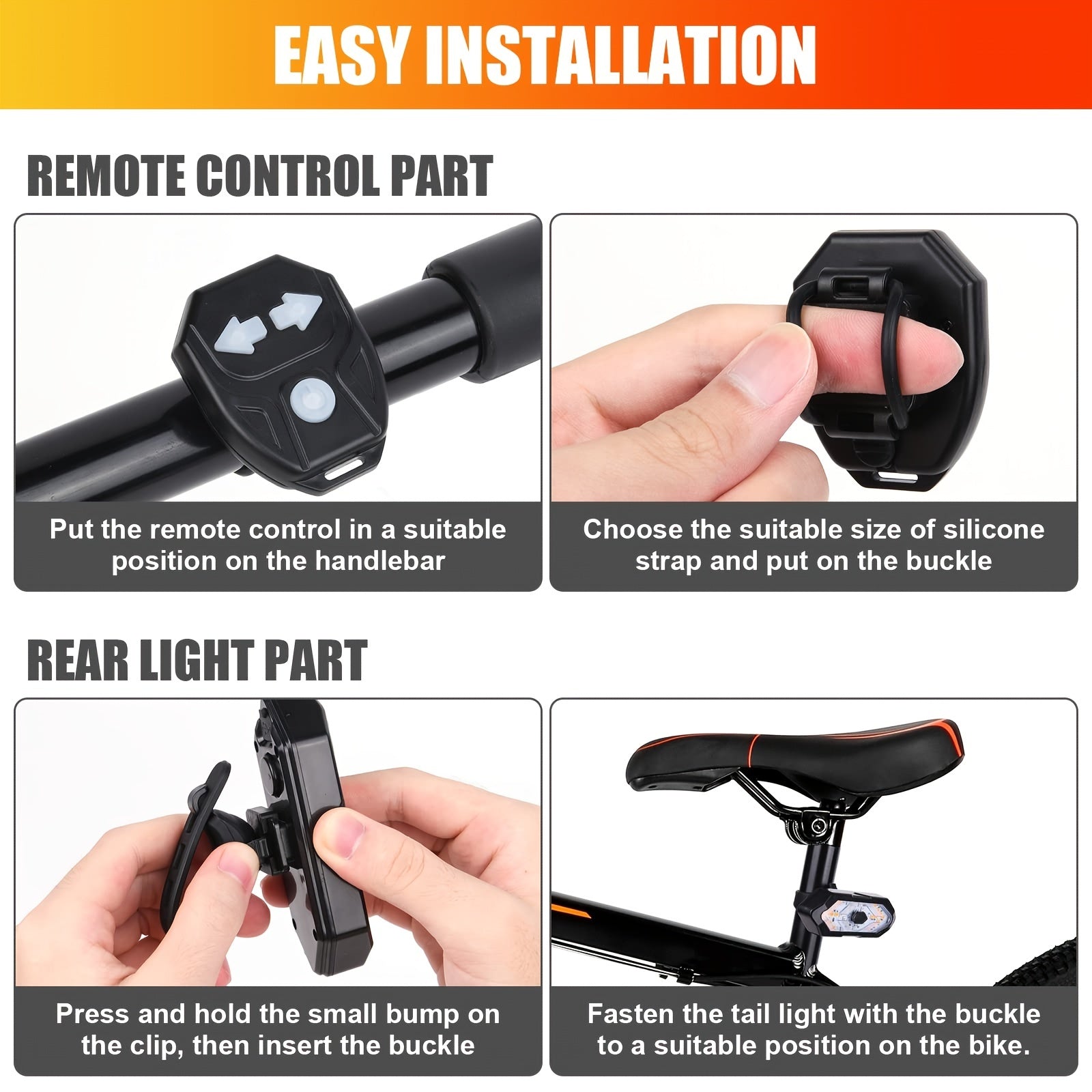 Bike Rear Light 5 Modes Remote Control Signal Horn Bicycle Accessory